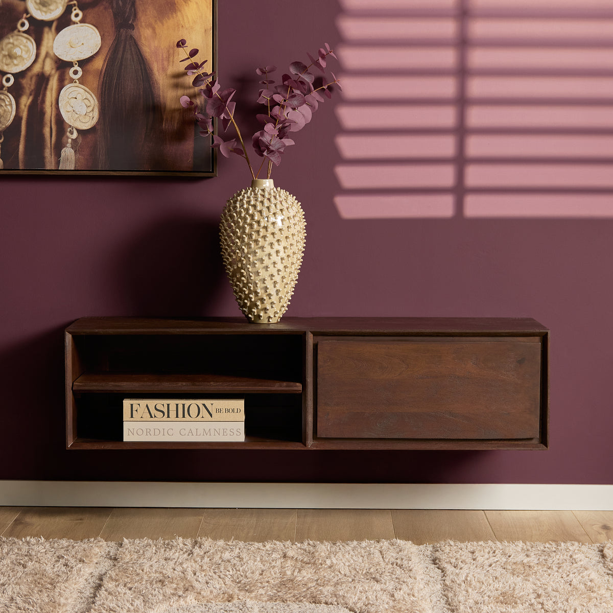 Floating TV Stand Ambiance Natural Mango Wood 120cm Starfurn