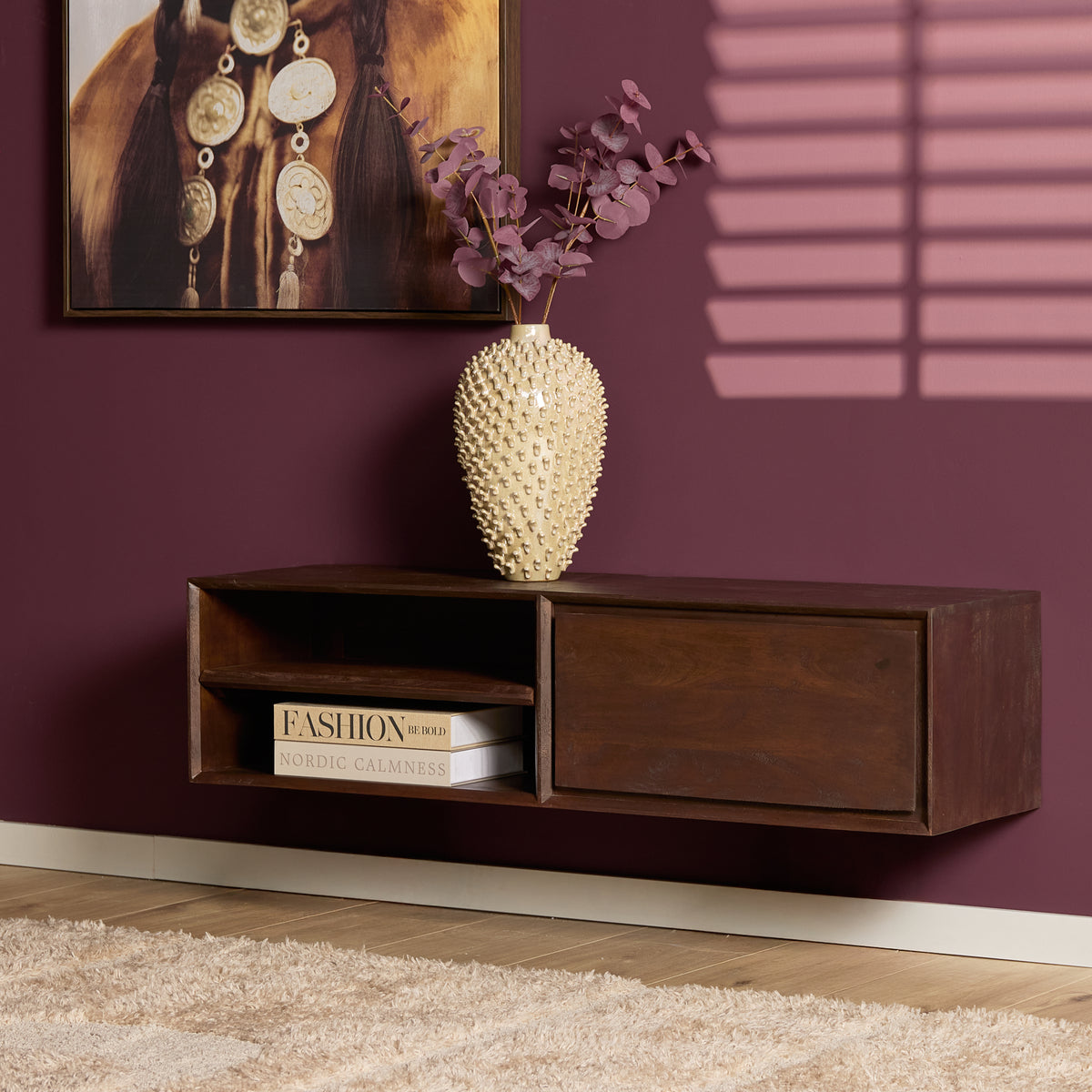 Floating TV Stand Ambiance Natural Mango Wood 120cm Starfurn