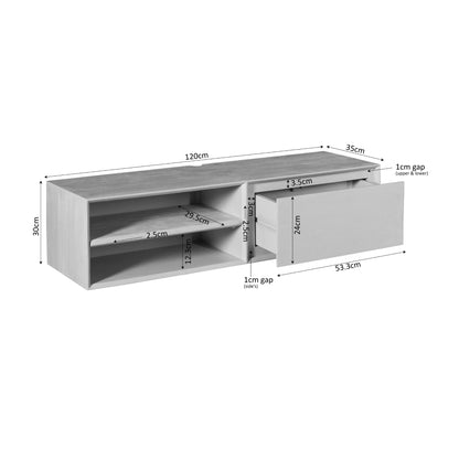 Floating TV Stand Ambiance Natural Mango Wood 120cm Starfurn