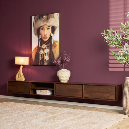 Floating TV Stand Ambiance Natural Mango Wood 120cm Starfurn