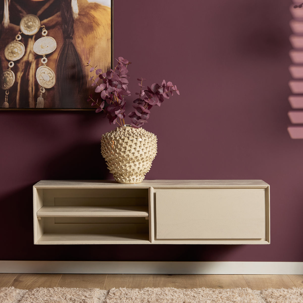 Floating TV Stand Ambiance Natural Mango Wood 120cm Starfurn
