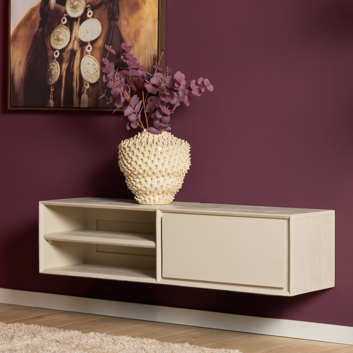 Floating TV Stand Ambiance Natural Mango Wood 120cm Starfurn