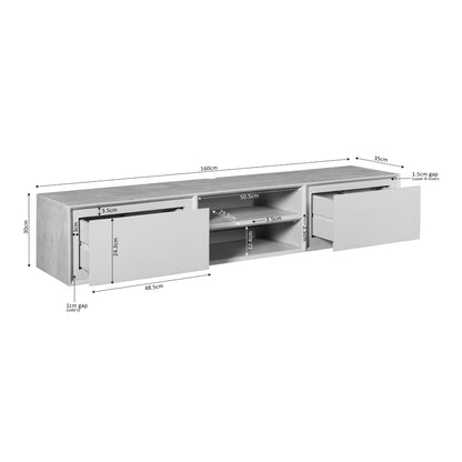 Floating TV Stand Ambiance Natural Mango Wood 160cm Starfurn