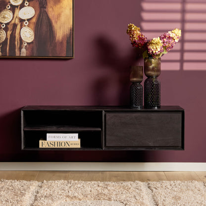 Floating TV Stand Ambiance Mango Wood Black 120cm Starfurn