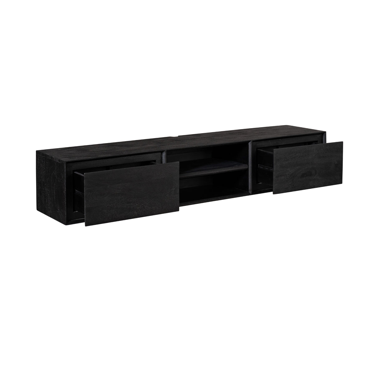 Floating TV Stand Ambiance Mango Wood Black 160cm Starfurn