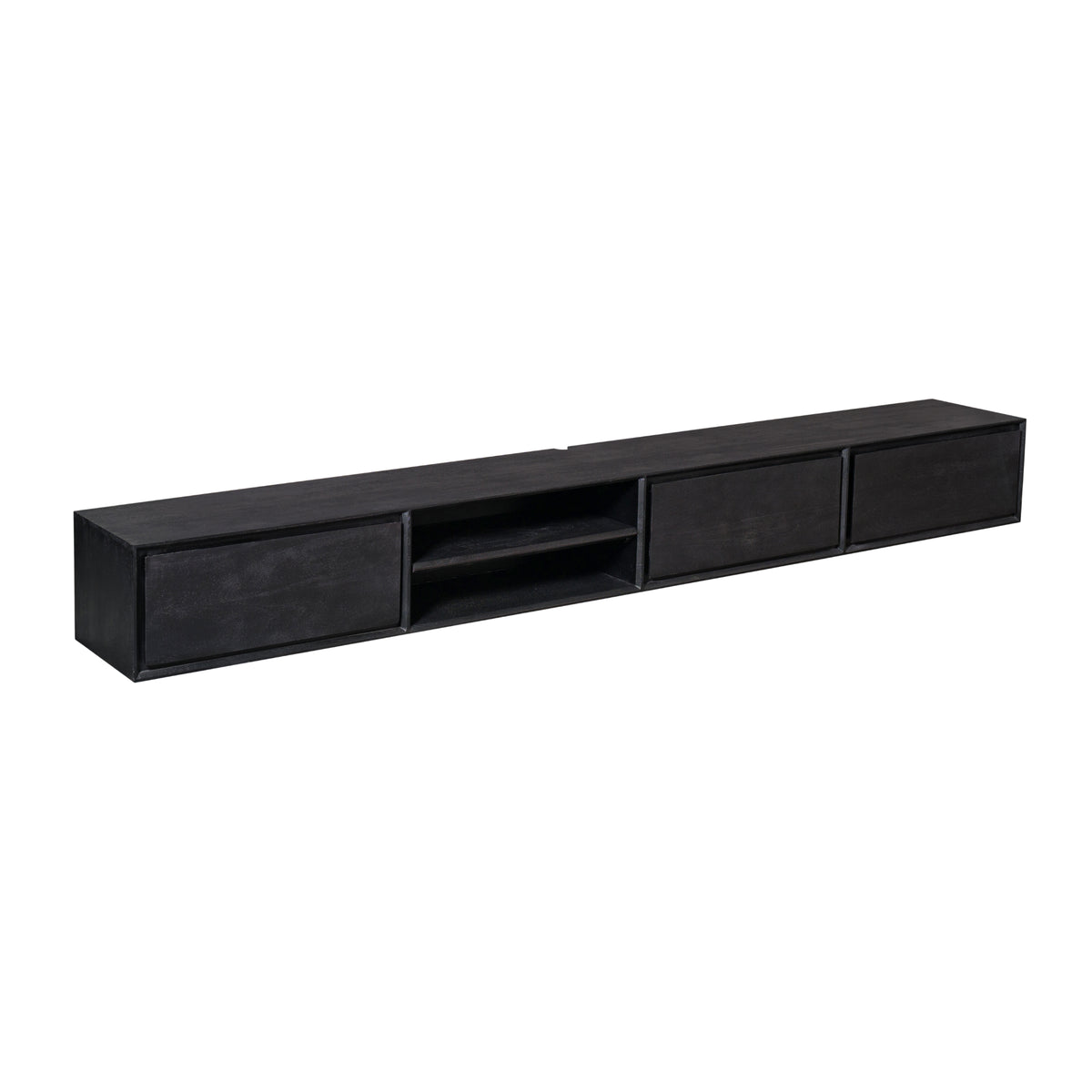 Floating TV Stand Ambiance Mango Wood Black 240cm Starfurn