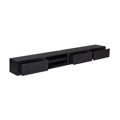 Floating TV Stand Ambiance Mango Wood Black 240cm Starfurn