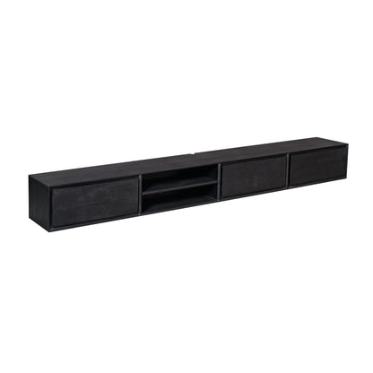 Floating TV Stand Ambiance Mango Wood Black 280cm Starfurn