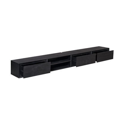 Floating TV Stand Ambiance Mango Wood Black 280cm Starfurn