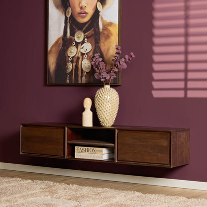 Floating TV Stand Ambiance Mango Wood Brown 160cm Starfurn