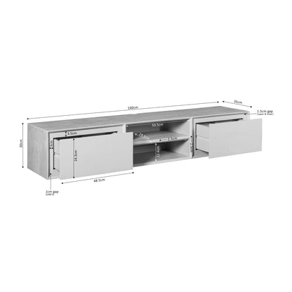 Floating TV Stand Ambiance Mango Wood Brown 160cm Starfurn