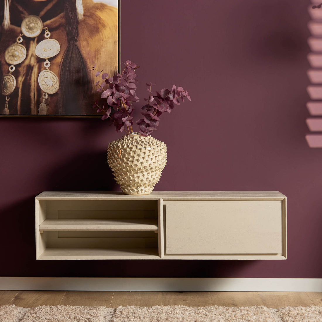 Floating TV Stand Ambiance Mango Wood Sand 120cm Starfurn
