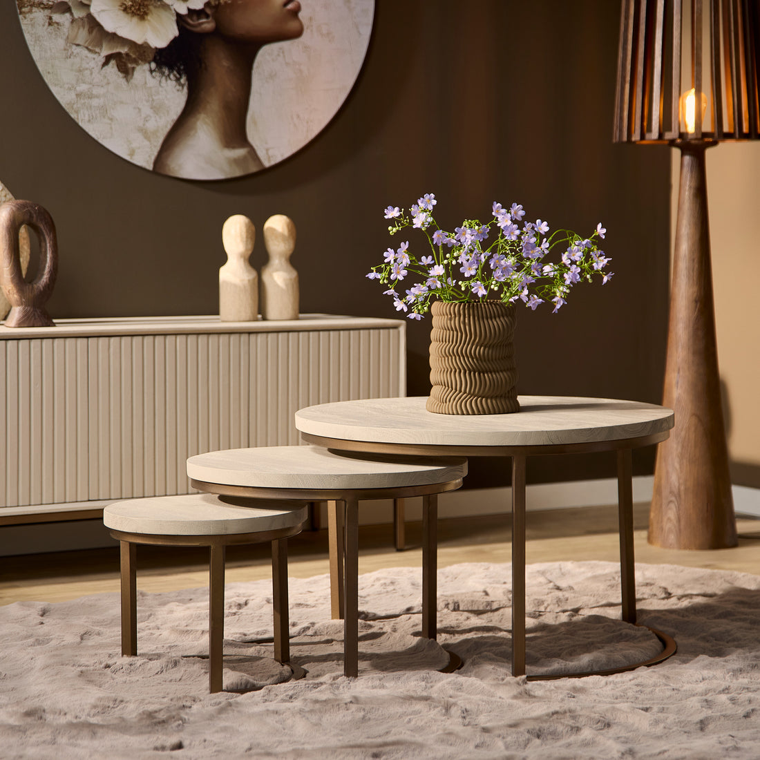 Madison Mango Wood Sand Coffee Table Set of 3 Starfurn
