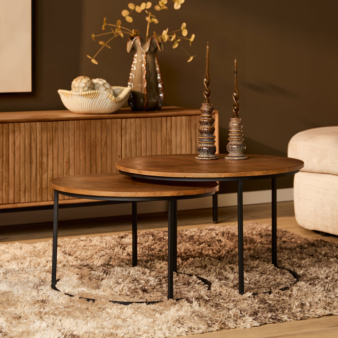 Madison Natural Mango Wood Coffee Table Set of 2 Starfurn