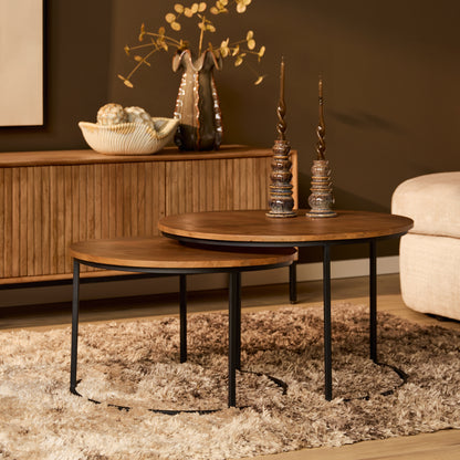 Madison Natural Mango Wood Coffee Table Set of 2 Starfurn
