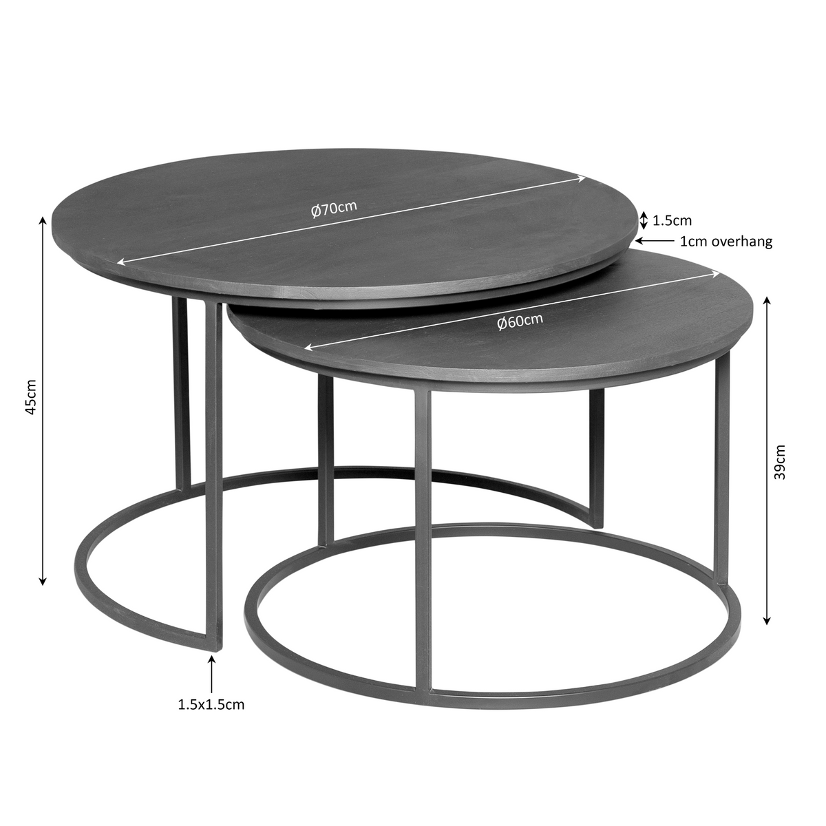 Madison Natural Mango Wood Coffee Table Set of 2 Starfurn
