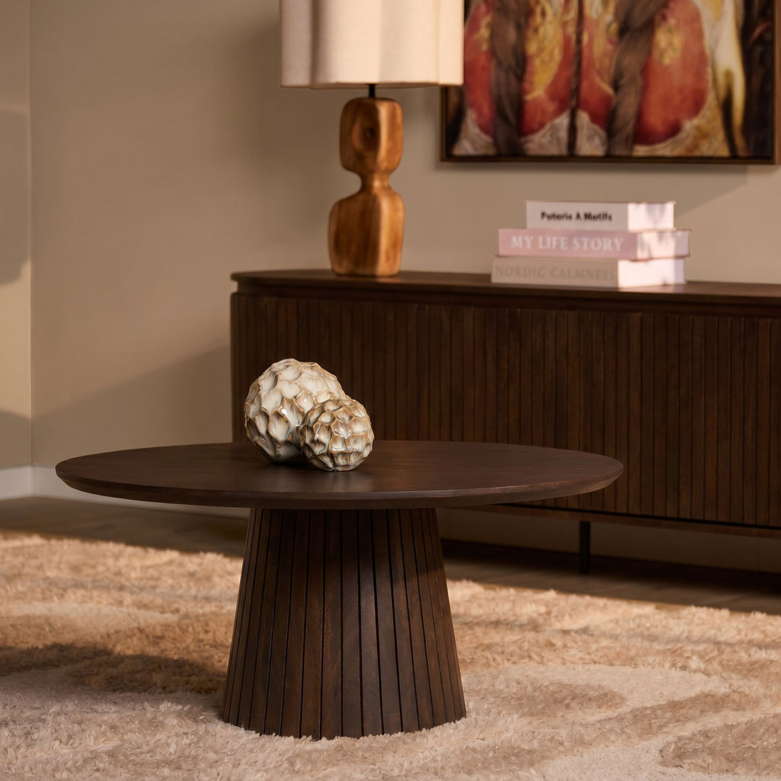 Coffee table Solana Mango Wood Brown 80cm Starfurn