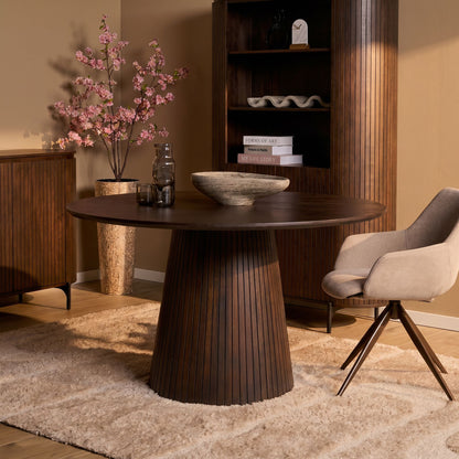 Solana Mango Wood Dining Table Brown Round 150cm Starfurn