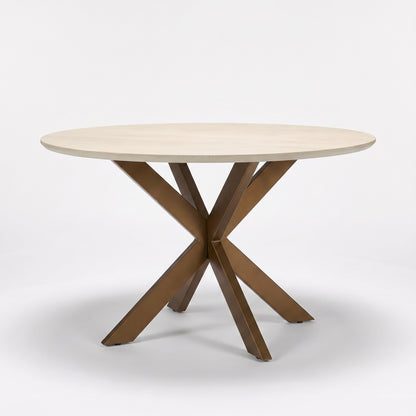 Madison Mango Wood Sand Round Dining Table 130cm Starfurn