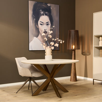 Madison Mango Wood Sand Round Dining Table 150cm Starfurn