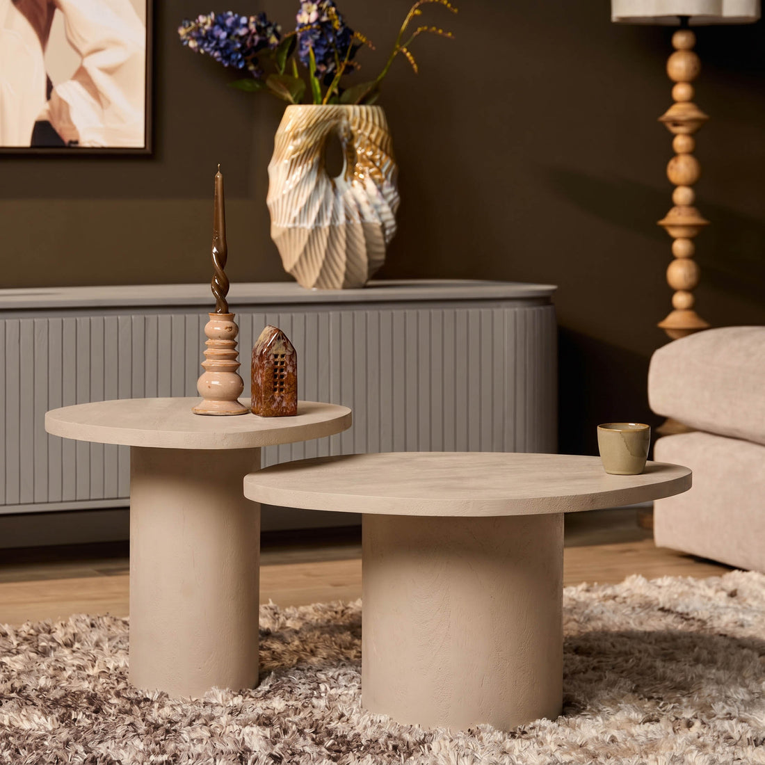 Coffee tables Mirre Mango Wood Sand Set of 2 Starfurn