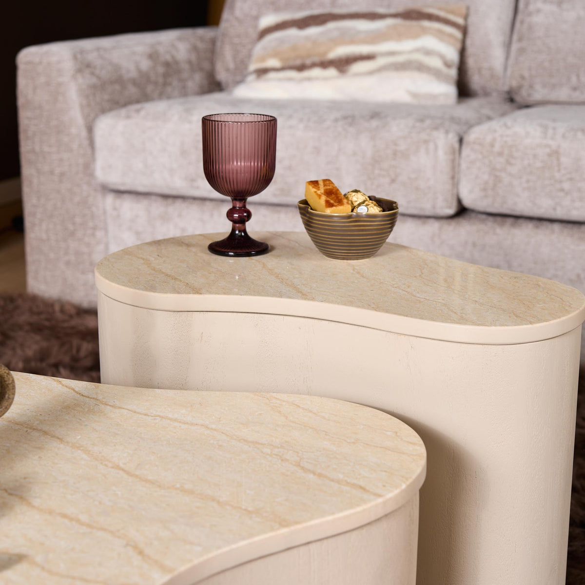 Coffee Table Lovi Mango Wood Sand 77cm Starfurn