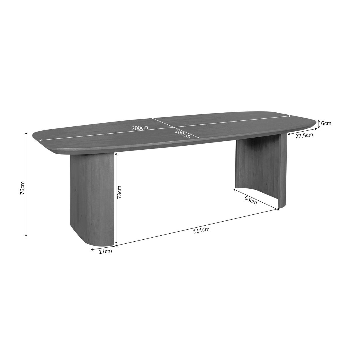Maré Mango Wood Dining Table Brown 200cm Starfurn