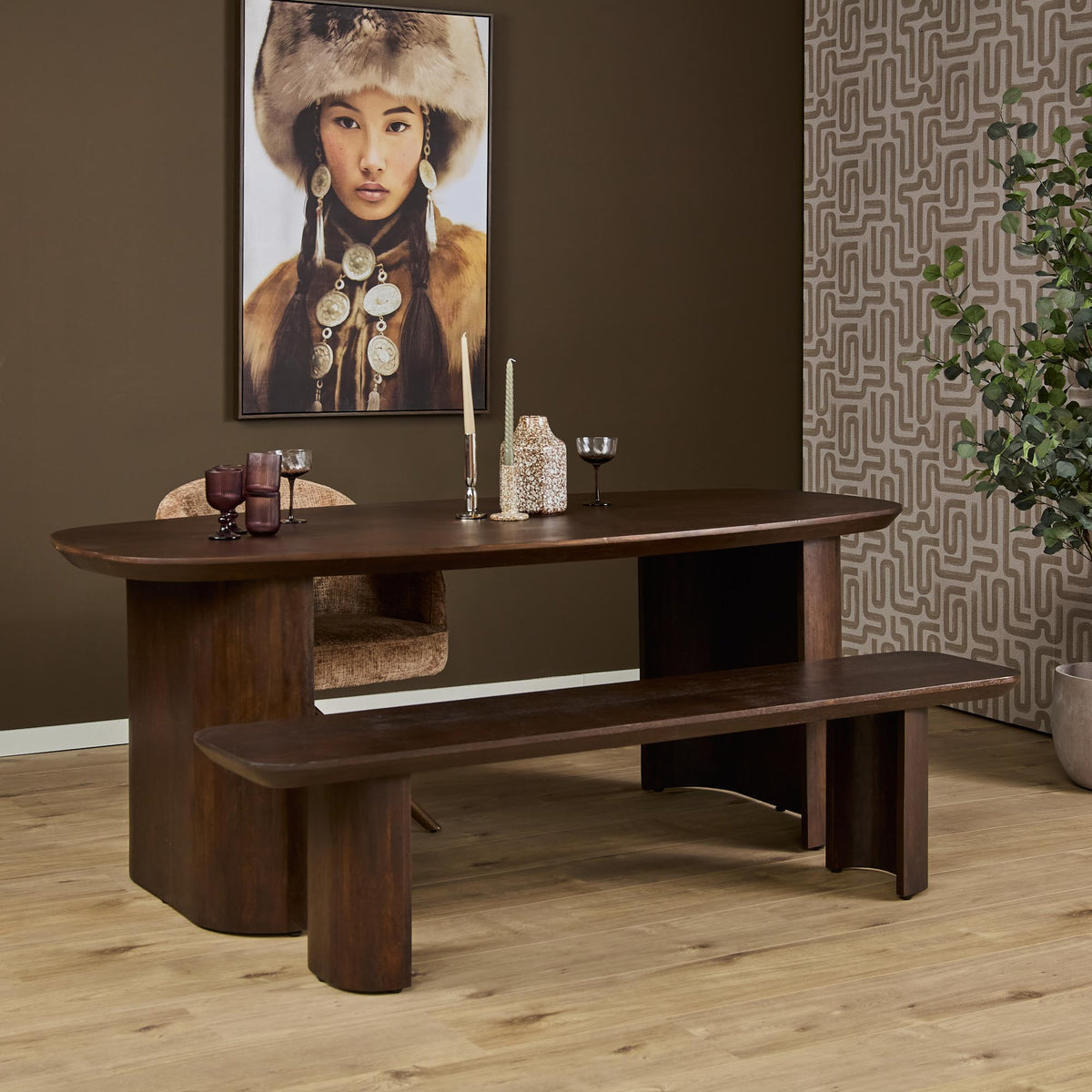 Maré Mango Wood Dining Bench Brown 180cm Starfurn