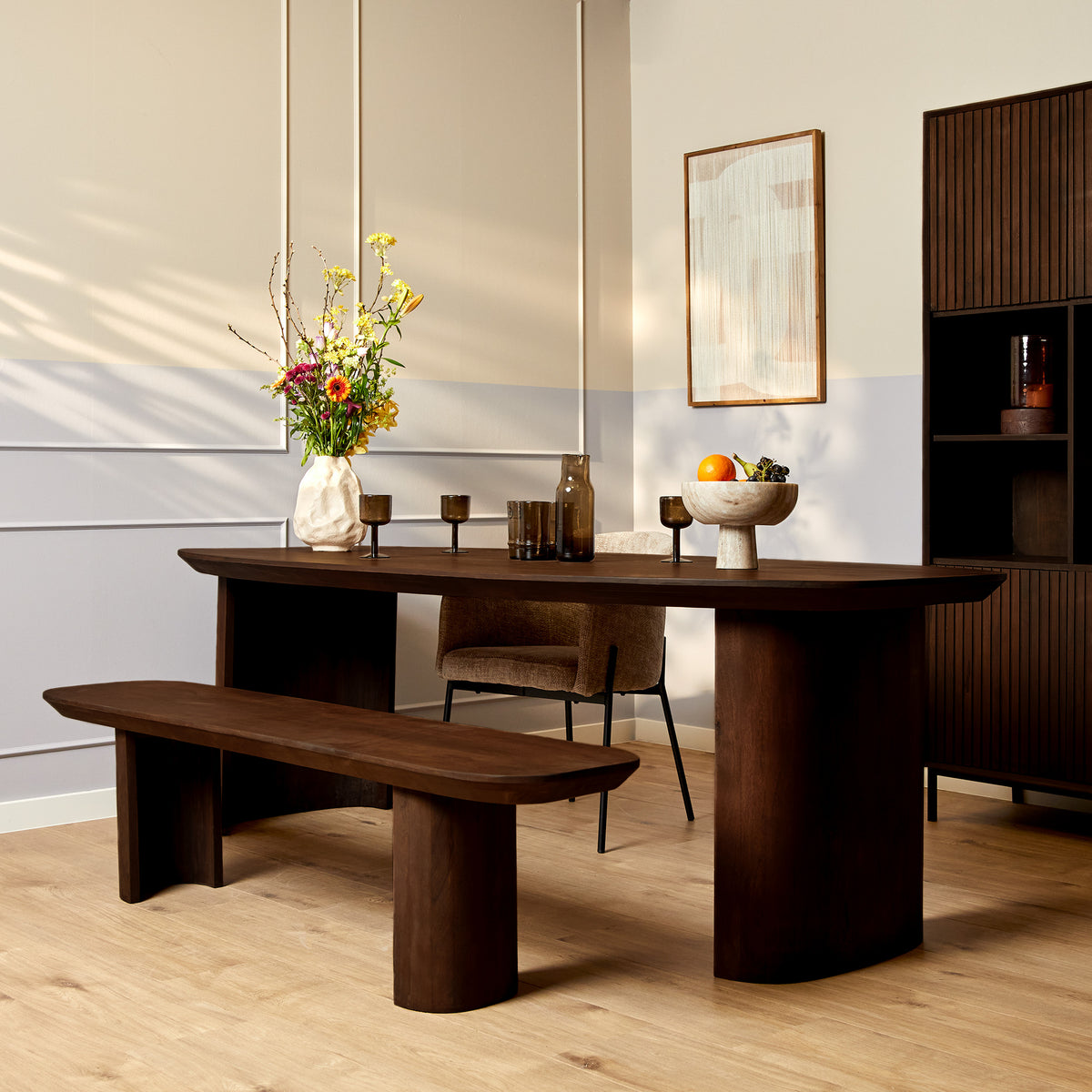 Maré Mango Wood Dining Bench Brown 180cm Starfurn