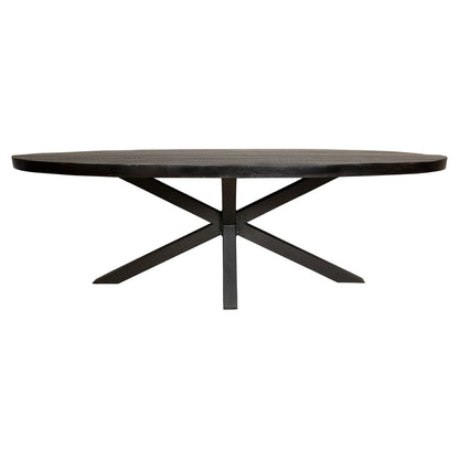 Denver Mango Wood Black Oval Dining Table 240cm Starfurn
