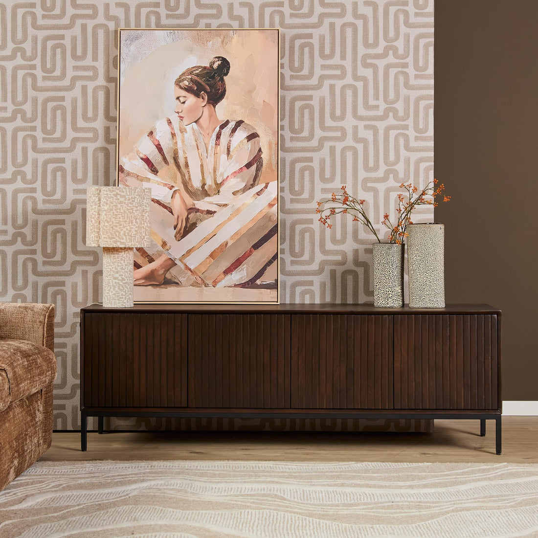 TV Stand Madison Mango Wood Brown 165cm Starfurn