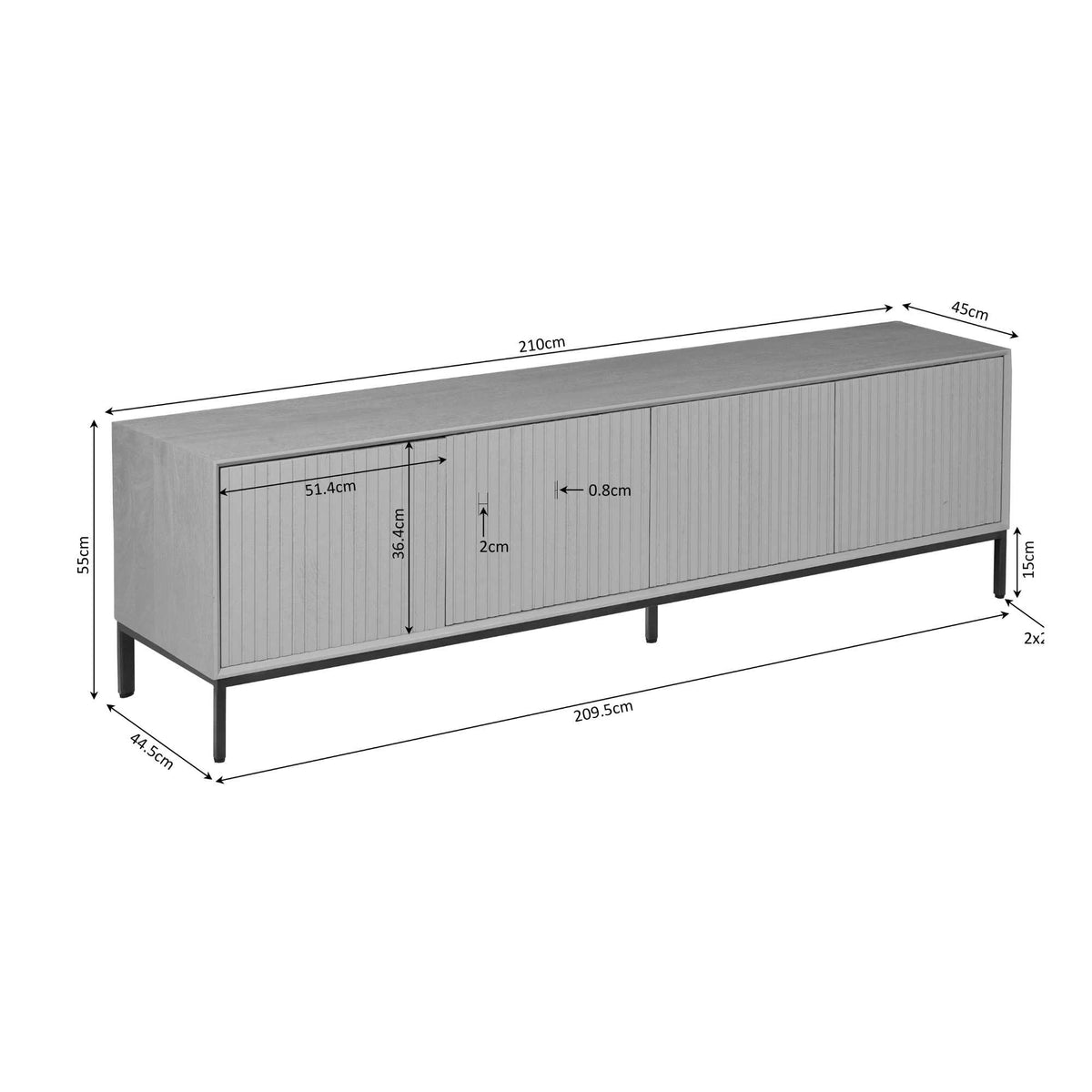 TV stand Madison Mango Wood Brown 210cm Starfurn