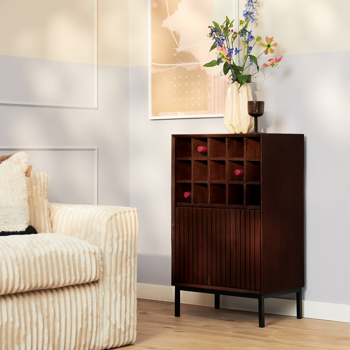 Wine Cabinet Madison Mango Wood Brown 55cm Starfurn