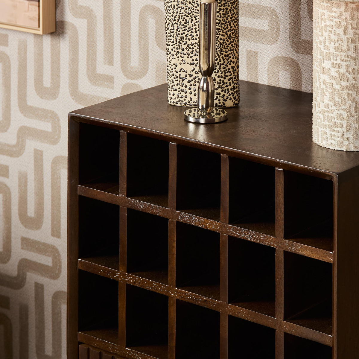 Wine Cabinet Madison Mango Wood Brown 55cm Starfurn