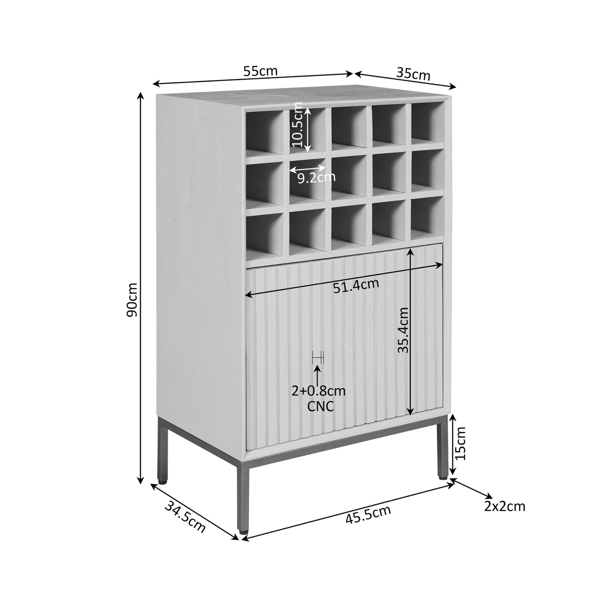 Wine Cabinet Madison Mango Wood Brown 55cm Starfurn