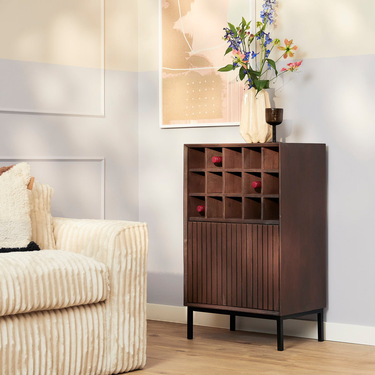 Wine Cabinet Madison Mango Wood Brown 55cm Starfurn