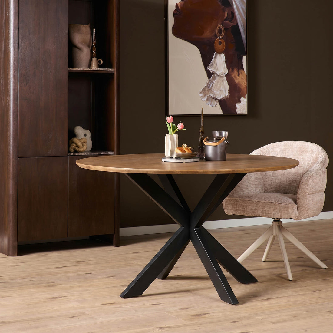 Madison Mango Wood Dining Table Natural Round 110cm Starfurn