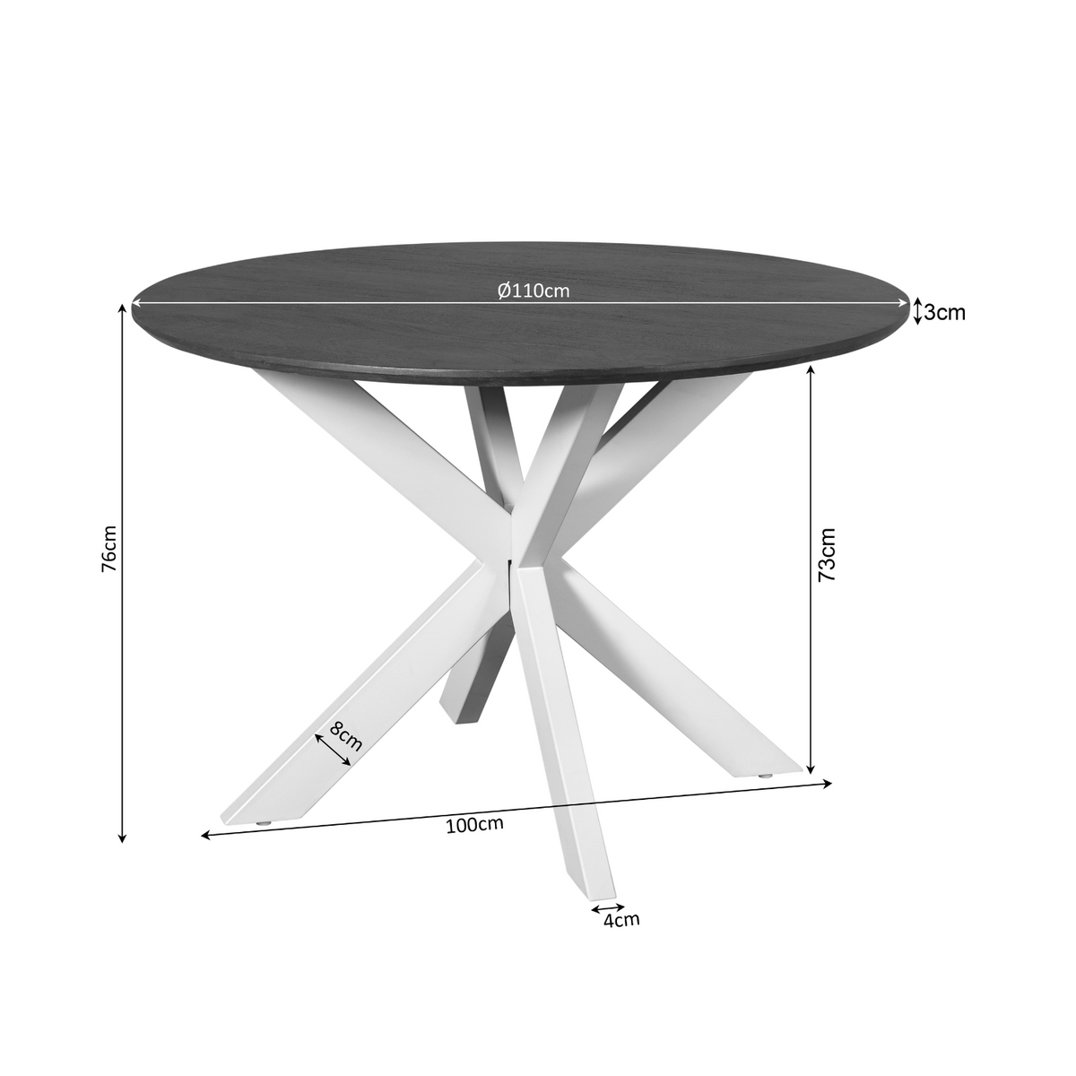 Madison Mango Wood Dining Table Natural Round 110cm Starfurn