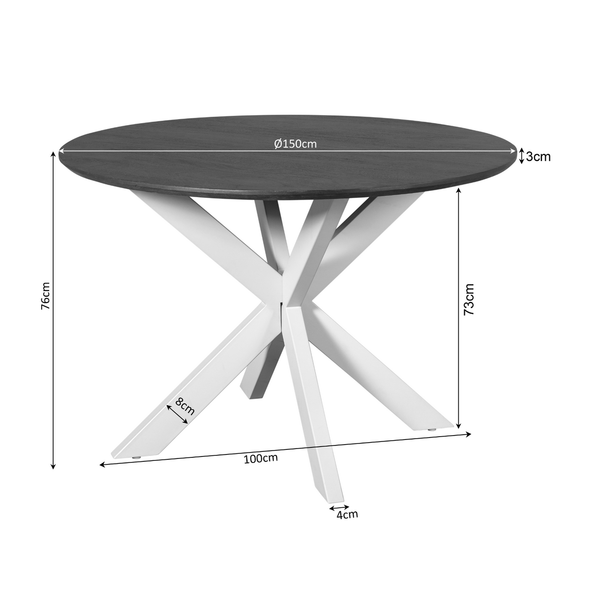 Madison Mango Wood Natural Round Dining Table 150cm Starfurn