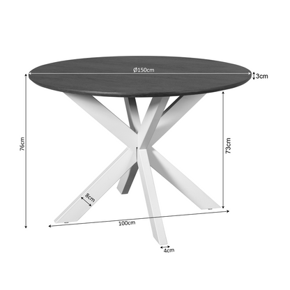 Madison Mango Wood Natural Round Dining Table 150cm Starfurn