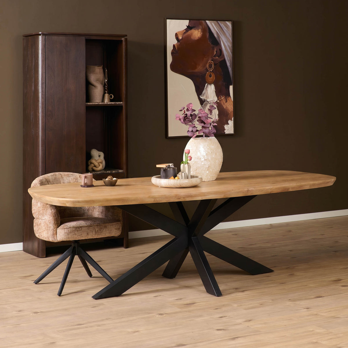 Madison Mango Wood Natural Danish Oval Dining Table 280cm Starfurn