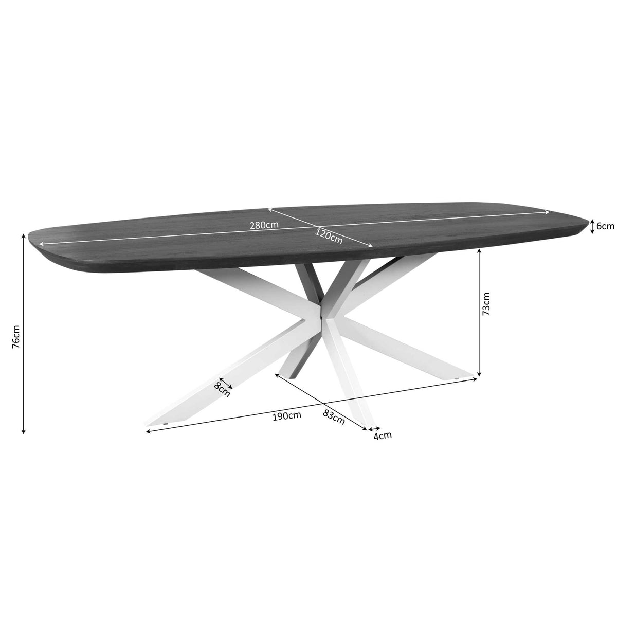 Madison Mango Wood Natural Danish Oval Dining Table 280cm Starfurn