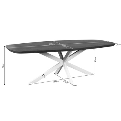 Madison Mango Wood Natural Danish Oval Dining Table 280cm Starfurn