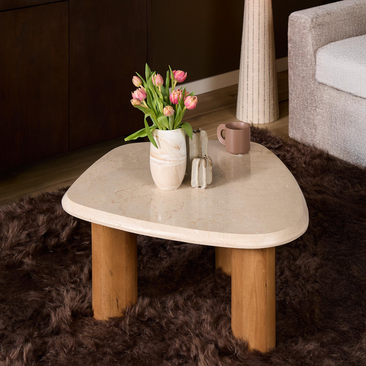 Coffee table Nuvé Botticino Natural Marble 84cm Starfurn