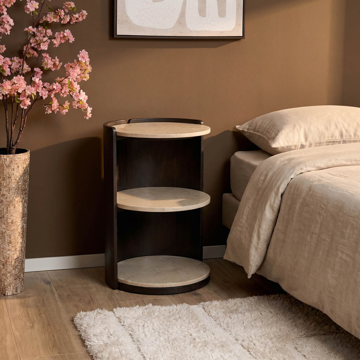 Niva Botticino Marble Nightstand 29cm Starfurn