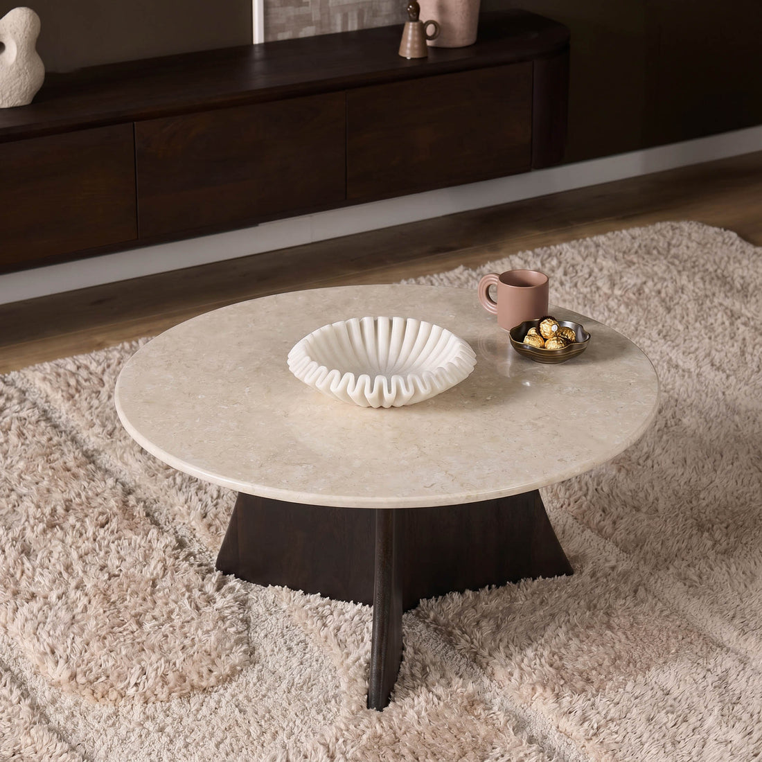 Coffee table Milo Botticino Marble 80cm Starfurn