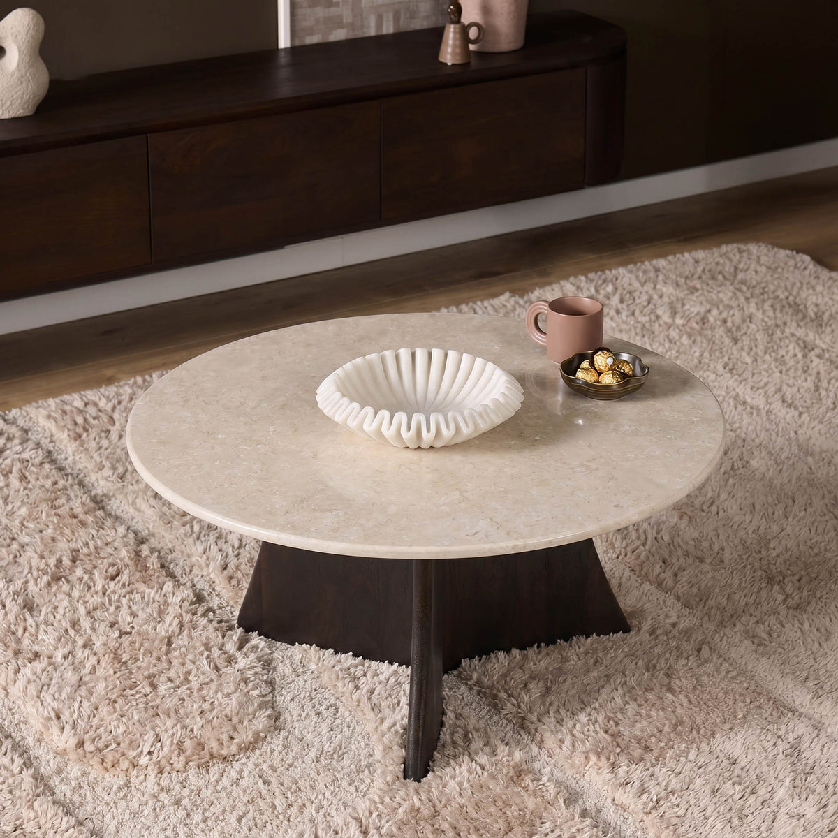 Coffee table Milo Botticino Marble 80cm Starfurn