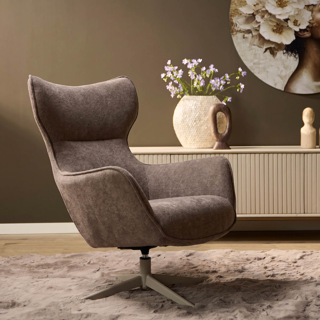Armchair Julia Fabric Brown Starfurn
