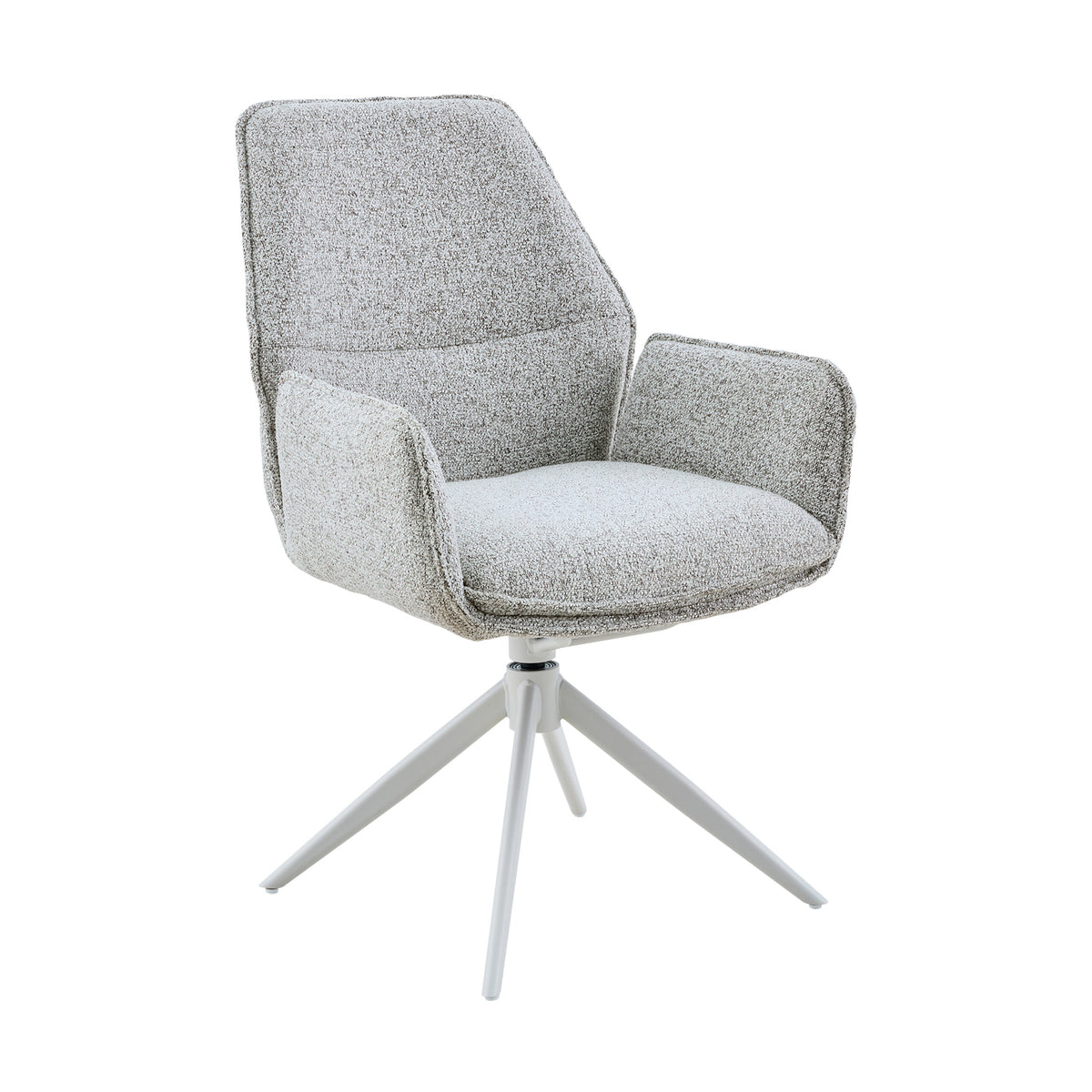 Hera Dining Chair Fabric Light Grey With Armrest Starfurn