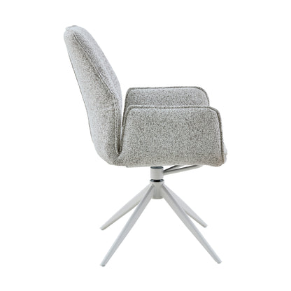 Hera Dining Chair Fabric Light Grey With Armrest Starfurn
